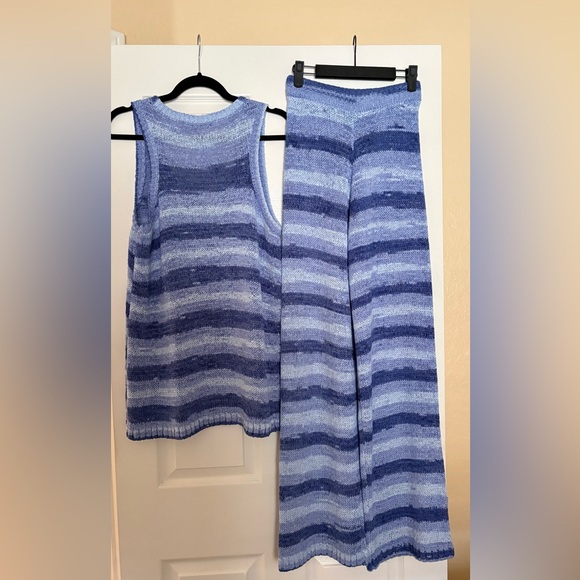 *SET* Zara Striped Knit Crochet Tank Top & Wide Leg Pants - Size Small - Picture 5 of 12
